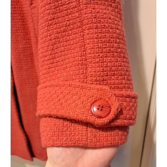 Marvin Richards Vintage Long Boucle Tweed Wool Car Coat Size M Pink Lined - Picture 2 of 15